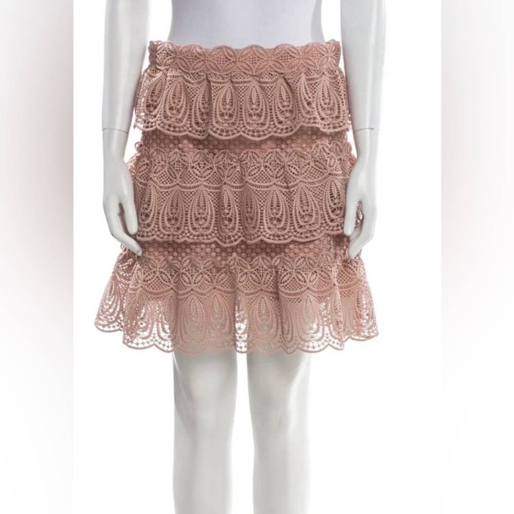 Self-Portrait Lace Mini Skirt in Blush